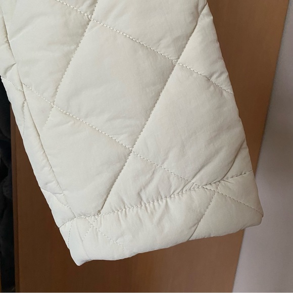 Zara quilted jacket belted puffer coat cream white - Picture 11 of 12